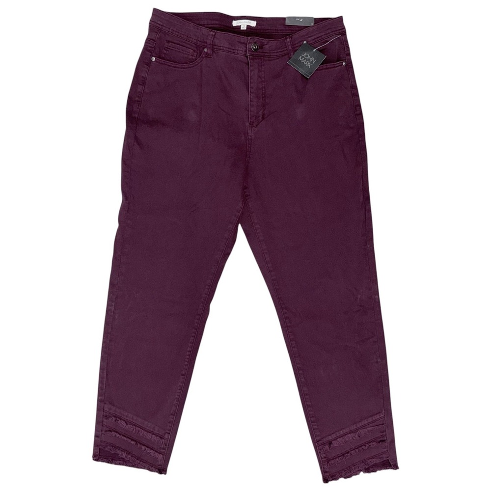 John Mark Size 16 Skinny Crop High Society Frayed Jeans Plum  Frayed Jeans